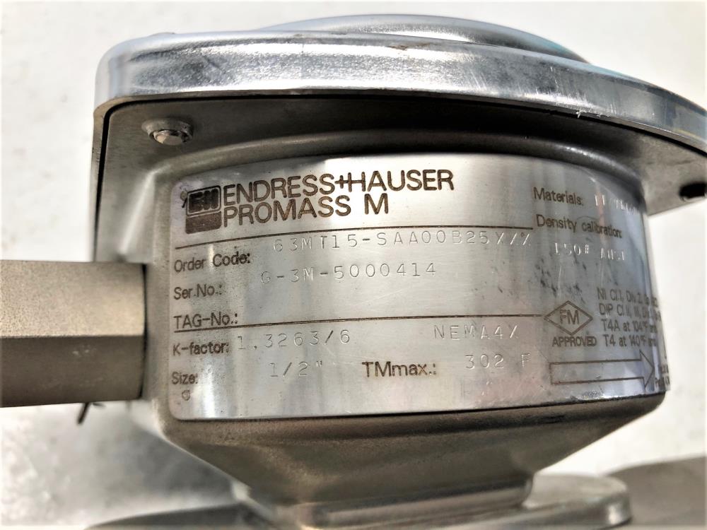 Endress Hauser Promass M 1/2" 150# Coriolis Flowmeter 63MT15-SAA00B25XXX